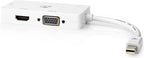 Nedis DisplayPort-Adapter - Mini-DisplayPort Male - DVI-D 24+1-Pins Female / HDMI Output / VGA Female 15p - 4K@60Hz - Vernikkeld - Schakelbaar - 0.20 m - Rond - ABS - ABS - Wit - Doos - afbeelding 6