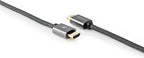 Nedis High Speed ​​HDMI-Kabel met Ethernet - HDMI Connector - HDMI Connector - 4K@60Hz - ARC - 18 Gbps - 1.00 m - Rond - Katoen - Gun Metal Grijs - Cover Window Box - afbeelding 2