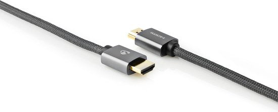 Nedis High Speed ​​HDMI-Kabel met Ethernet - HDMI Connector - HDMI Connector - 4K@60Hz - ARC - 18 Gbps - 1.00 m - Rond - Katoen - Gun Metal Grijs - Cover Window Box - afbeelding 2