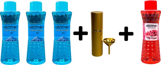 Abzehk Eau de Cologne Ice 400ml 3x + Parfumverstuiver 1x + Eau de Cologne Adige Druppel 400ml 1x - afbeelding 1