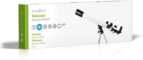 Nedis Telescoop - Diafragma: 50 mm - Brandpuntsafstand: 600 mm - Finderscope: 5 x 24 - Maximale werkhoogte: 125 cm - Tripod - Wit / Zwart - afbeelding 20