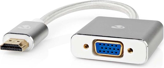 Nedis VGA-Adapter - HDMI Connector - VGA Female 15p - Verguld - Recht - Aluminium / Stof - Zilver - Cover Window Box - afbeelding 2