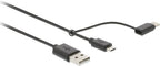 Nedis 2-in-1-Kabel - USB 2.0 - USB-A Male - USB Micro-B Male / USB-C Male - 480 Mbps - 1.00 m - Vernikkeld - Rond - PVC - Zwart - Blister - afbeelding 9