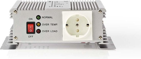Nedis Inverter Gemodificeerde Sinusgolf - Ingangsvoltage: 24 V DC - Apparaat stroomoutput: Type F (CEE 7/3) - 230 V AC 50 Hz - 600 W - Piekvermogen: 1500 W - Accuklemmen - Zilver - afbeelding 1