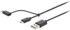Nedis 2-in-1-Kabel - USB 2.0 - USB-A Male - USB Micro-B Male / USB-C Male - 480 Mbps - 1.00 m - Vernikkeld - Rond - PVC - Zwart - Blister - afbeelding 11