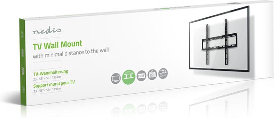 Nedis Vaste TV Muurbeugel - 23 t/m 55 Inch - Max 35 Kg - Zwart - afbeelding 5