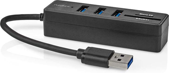 Nedis USB-Hub - USB-A Male - 3x USB A Female - 5-Poorts poort(en) - USB 3.2 Gen 1 - USB Gevoed - 5 Gbps - SD & MicroSD - afbeelding 2
