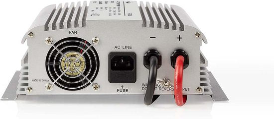 Nedis Inverter Gemodificeerde Sinusgolf - Ingangsvoltage: 24 V DC - Apparaat stroomoutput: 2 - 230 V AC 50 Hz - 1000 W - Piekvermogen: 2400 W - Type stopcontact: F (CEE 7/3) - Accuklemmen - Zilver - afbeelding 3