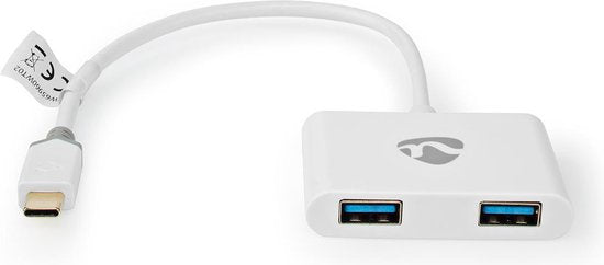 Nedis USB Multi-Port Adapter - 2-in-1 - USB 3.1 Gen1 - USB-C Male - 2x USB-A - 1000 Mbps - 0.20 m - Rond - Verguld - PVC - Wit - Window Box - afbeelding 1