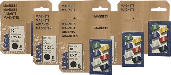 Lega Magneten 12x21mm zwart - 6 x 10 stuks - afbeelding 1