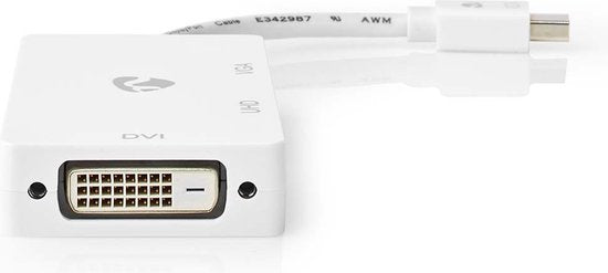 Nedis DisplayPort-Adapter - Mini-DisplayPort Male - DVI-D 24+1-Pins Female / HDMI Output / VGA Female 15p - 4K@60Hz - Vernikkeld - Schakelbaar - 0.20 m - Rond - ABS - ABS - Wit - Doos - afbeelding 4
