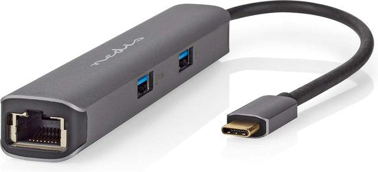 Nedis USB Multi-Port Adapter - USB 3.2 Gen 1 - USB-C Male - HDMI Output / RJ45 Female / 2x USB-A Female / 2x USB-C - 5 Gbps - 0.20 m - Rond - Verguld - PVC - Antraciet - Doos - afbeelding 9
