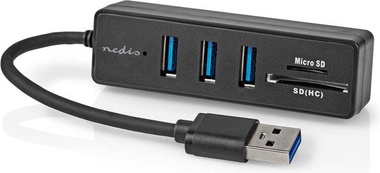 Nedis USB-Hub - USB-A Male - 3x USB A Female - 5-Poorts poort(en) - USB 3.2 Gen 1 - USB Gevoed - 5 Gbps - SD & MicroSD - afbeelding 7