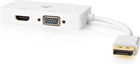 Nedis DisplayPort-Adapter - Mini-DisplayPort Male - DVI-D 24+1-Pins Female / HDMI Output / VGA Female 15p - 4K@60Hz - Verguld - Schakelbaar - 0.20 m - Rond - ABS - ABS - Wit - Polybag - afbeelding 7