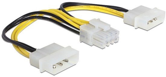 Nedis Interne Voedingskabel - EPS 8-Pins Male - 2x Molex Male - Verguld - 0.15 m - Rond - PVC - Geel / Zwart - Envelop - afbeelding 6