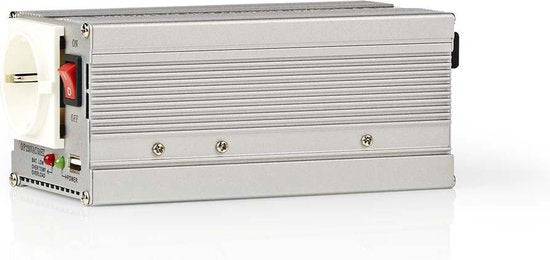 Nedis Omvormer Gemodificeerde Sinusgolf - Ingangsvoltage: 24 V DC - Apparaat stroomoutput: Type F (CEE 7/3) / USB-A - 230 V AC 50 Hz - 300 W - Piekvermogen: 600 W - Accuklemmen + Aansteker - Zilver - afbeelding 5
