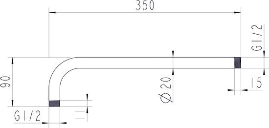 Differnz Inbouw Wandarm Hoofddouche - 35 cm - Wit - afbeelding 2