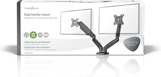 Nedis Monitorbeugel voor Bureaus - Gasveer - 15 - 32 " - 75x75 / 100x100 - Draai- en Kantelbaar - afbeelding 19