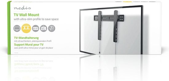 Nedis Vaste TV-Muurbeugel - 32 - 55 " - Maximaal schermgewicht: 35 kg - Minimale muurafstand: 18 mm - Staal - Zwart - afbeelding 4