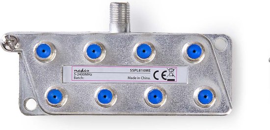 Nedis Satellietsplitter - 5 - 2400 MHz - 18.5 dB - Aantal ingangen: 1 - Outputs: 8 - Impedantie: 75 Ohm - Zink - Zilver - afbeelding 2