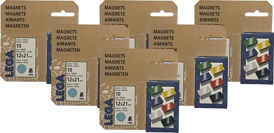 Lega Magneten 12x21mm blauw - 6 x 10 stuks - afbeelding 1