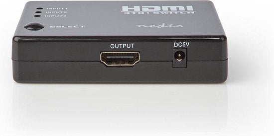 Nedis HDMI-Switch - 3 poort(en) - 3x HDMI Input - 1x HDMI Output - 1080p - 3.4 Gbps - ABS - Zwart - afbeelding 1
