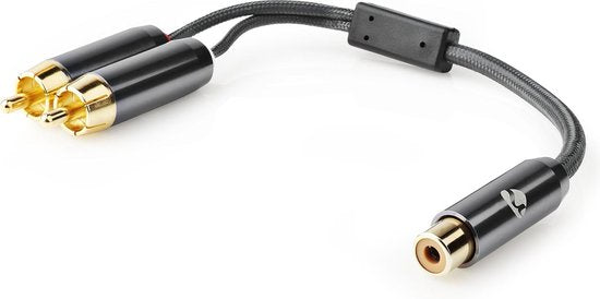 Nedis Subwoofer-Kabel - 2x RCA Male - RCA Female - Verguld - 0.20 m - Rond - 4.5 mm - Antraciet / Gun Metal Grijs - Cover Window Box - afbeelding 2