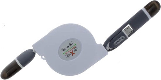 Q-link USB datakabel - Kabelroller - Multi - USB naar 8 pins iPhone of Micro USB - 1 mtr - Wit - afbeelding 1