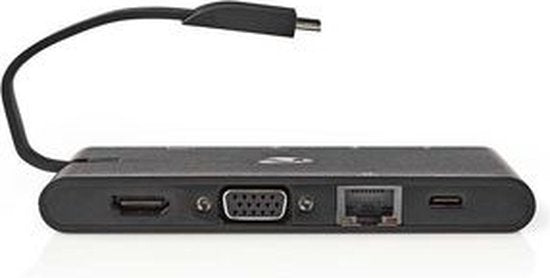 USB Docking Station - USB 3.2 Gen 1 - USB-C Male - HDMI Female / Micro SD / RJ45 Female / SD / VGA Female 15p / 2x USB-A / 2x USB-C - Rond - Vernikkeld - Zwart - Window Box met Euro Lock - afbeelding 12