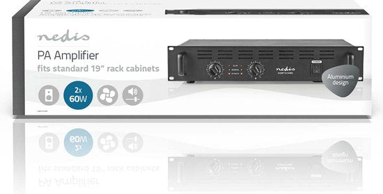 Nedis PA-Versterker - RMS Output: 2x 40 W @ 8 Ohm / 2x 60 W @ 4 Ohm - 2 Kanalen - 19 "rack-montage - Metaal - Zwart - afbeelding 8