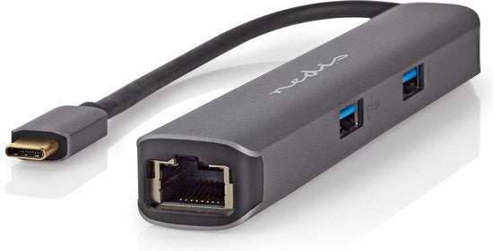Nedis USB Multi-Port Adapter - USB 3.2 Gen 1 - USB-C Male - HDMI Output / RJ45 Female / 2x USB-A Female / 2x USB-C - 5 Gbps - 0.20 m - Rond - Verguld - PVC - Antraciet - Doos - afbeelding 2