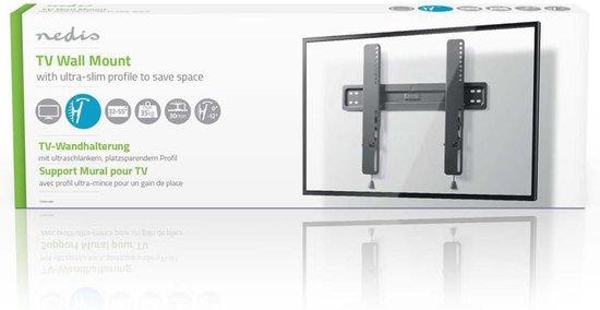 Kantelbare TV-Muurbeugel - 32-55 " - Maximaal schermgewicht: 35 kg - Kantelbaar: -12 ° - Minimale muurafstand: 30 mm - Staal - Zwart - afbeelding 7