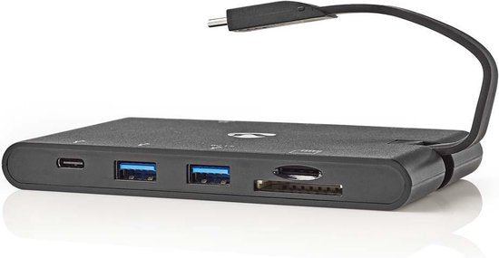 USB Docking Station - USB 3.2 Gen 1 - USB-C Male - HDMI Female / Micro SD / RJ45 Female / SD / VGA Female 15p / 2x USB-A / 2x USB-C - Rond - Vernikkeld - Zwart - Window Box met Euro Lock - afbeelding 9