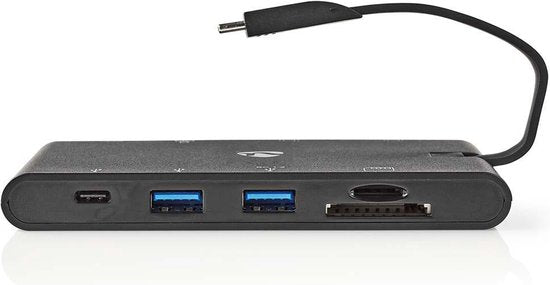 USB Docking Station - USB 3.2 Gen 1 - USB-C Male - HDMI Female / Micro SD / RJ45 Female / SD / VGA Female 15p / 2x USB-A / 2x USB-C - Rond - Vernikkeld - Zwart - Window Box met Euro Lock - afbeelding 3