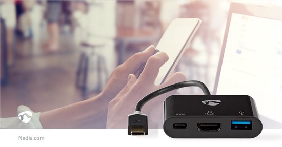 Nedis USB Multi-Port Adapter - USB 3.2 Gen 1 - USB-C Male - HDMI Output / USB-A Female / USB-C Female - 5 Gbps - 0.20 m - Rond - Verguld - PVC - Antraciet - Window Box - afbeelding 5