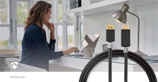 Nedis DisplayPort-Kabel - DisplayPort Male - HDMI Connector - 4K@60Hz - Verguld - 2.00 m - Rond - PVC - Antraciet - Polybag - afbeelding 3