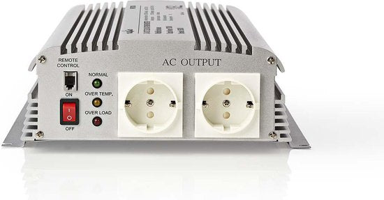 Nedis Auto Omvormer 1700W – 24V / 230V – 2x Stopcontact – Gemodificeerde Sinusgolf – Schroefaansluiting – Spanningsomvormer - afbeelding 1