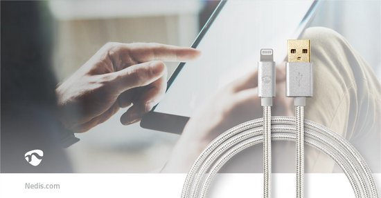 Nedis Lightning Kabel - USB 2.0 - Apple Lightning 8-Pins - USB-A Male - 480 Mbps - Verguld - 1.00 m - Rond - Gevlochten / Nylon - Aluminium - Cover Window Box - afbeelding 9