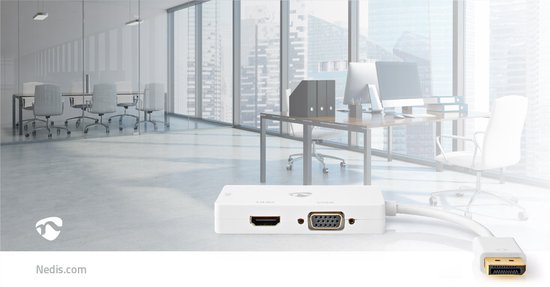 Nedis DisplayPort-Adapter - Mini-DisplayPort Male - DVI-D 24+1-Pins Female / HDMI Output / VGA Female 15p - 4K@60Hz - Verguld - Schakelbaar - 0.20 m - Rond - ABS - ABS - Wit - Polybag - afbeelding 9