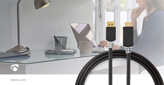 Nedis DisplayPort-Kabel - DisplayPort Male - HDMI Connector - 4K@60Hz - Verguld - 2.00 m - Rond - PVC - Antraciet - Window Box - afbeelding 4