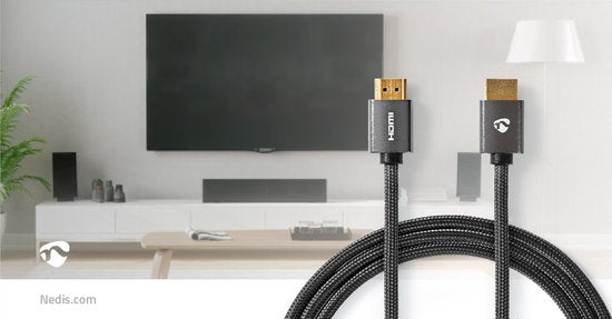 Nedis High Speed ​​HDMI-Kabel met Ethernet - HDMI Connector - HDMI Connector - 4K@60Hz - ARC - 18 Gbps - 1.00 m - Rond - Katoen - Gun Metal Grijs - Cover Window Box - afbeelding 9