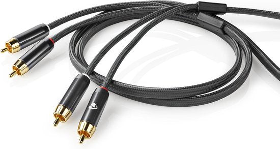Nedis Stereo-Audiokabel - 2x RCA Male - 2x RCA Male - Verguld - 3.00 m - Rond - Grijs / Gun Metal Grijs - Cover Window Box - afbeelding 2