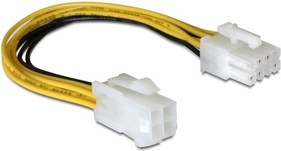 Nedis Interne Voedingskabel - EPS 8-Pins Male - P4 Female - Verguld - 0.15 m - Rond - PVC - Geel / Zwart - Envelop - afbeelding 9