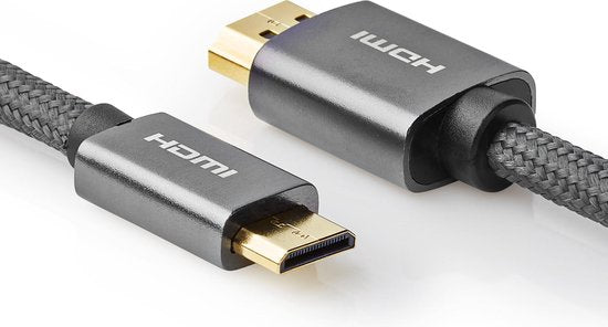 Nedis High Speed ​​HDMI-Kabel met Ethernet - HDMI Connector - HDMI Mini-Connector - 4K@60Hz - 18 Gbps - 2.00 m - Rond - Katoen - Antraciet / Gun Metal Grijs - Cover Window Box - afbeelding 3
