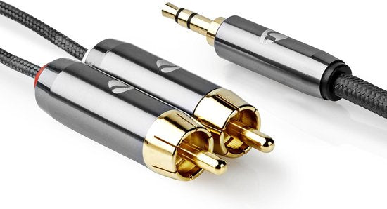 Nedis Stereo-Audiokabel - 3,5 mm Male - 2x RCA Male - Verguld - 2.00 m - Rond - Grijs / Gun Metal Grijs - Cover Window Box - afbeelding 3