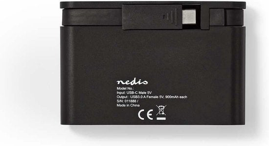 Nedis USB Multi-Port Adapter - USB 3.2 Gen 1 - USB-C Male - 4x USB-A - Rond - Vernikkeld - Zwart - Window Box met Euro Lock - afbeelding 6