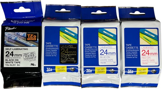 4x Originele Brother Tze tape 24mm x 8 Meter - afbeelding 1