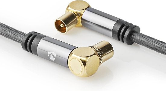 Nedis Coaxkabel - IEC (Coax) Male - IEC (Coax) Female - Verguld - 75 Ohm - Viervoudig Afgeschermd - 5.00 m - Rond - Katoen - Grijs / Gun Metal Grijs - Cover Window Box - afbeelding 2