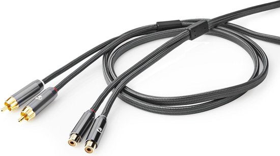 Nedis Stereo-Audiokabel - 2x RCA Male - 2x RCA Female - Verguld - 5.00 m - Rond - Grijs / Gun Metal Grijs - Cover Window Box - afbeelding 2