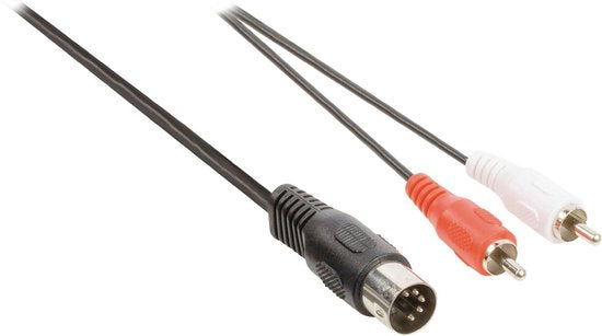 Nedis DIN-Audiokabel - DIN 5-Pins Male - 2x RCA Male - Vernikkeld - 1.00 m - Rond - PVC - Zwart - Label - afbeelding 6